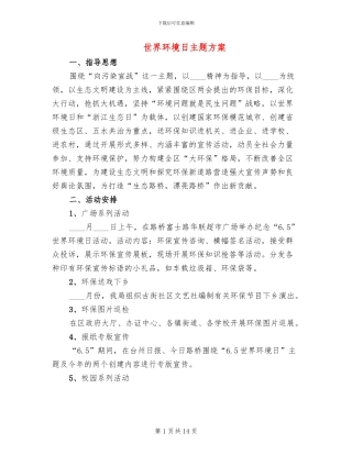 世界环境日主题方案