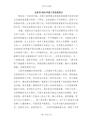 业务员2024年度工作总结范文
