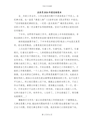 业务员2024年度总结范本