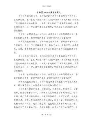 业务员2024年度总结范文