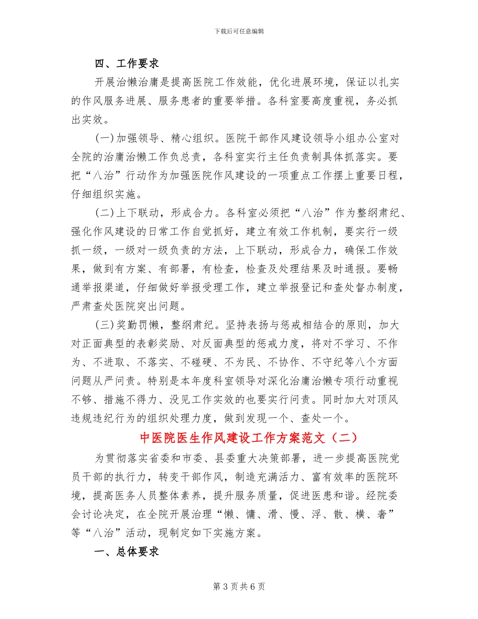 中医院医生作风建设工作方案范文_第3页