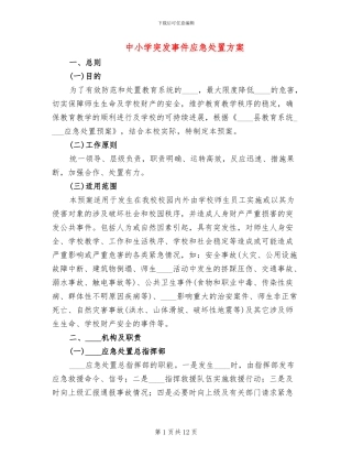 中小学突发事件应急处置方案