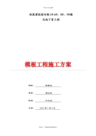 丽水剪力墙结构模板工程专项施工方案