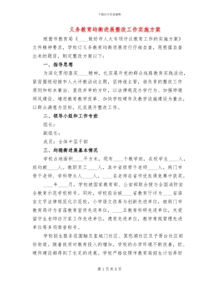 义务教育均衡发展整改工作实施方案