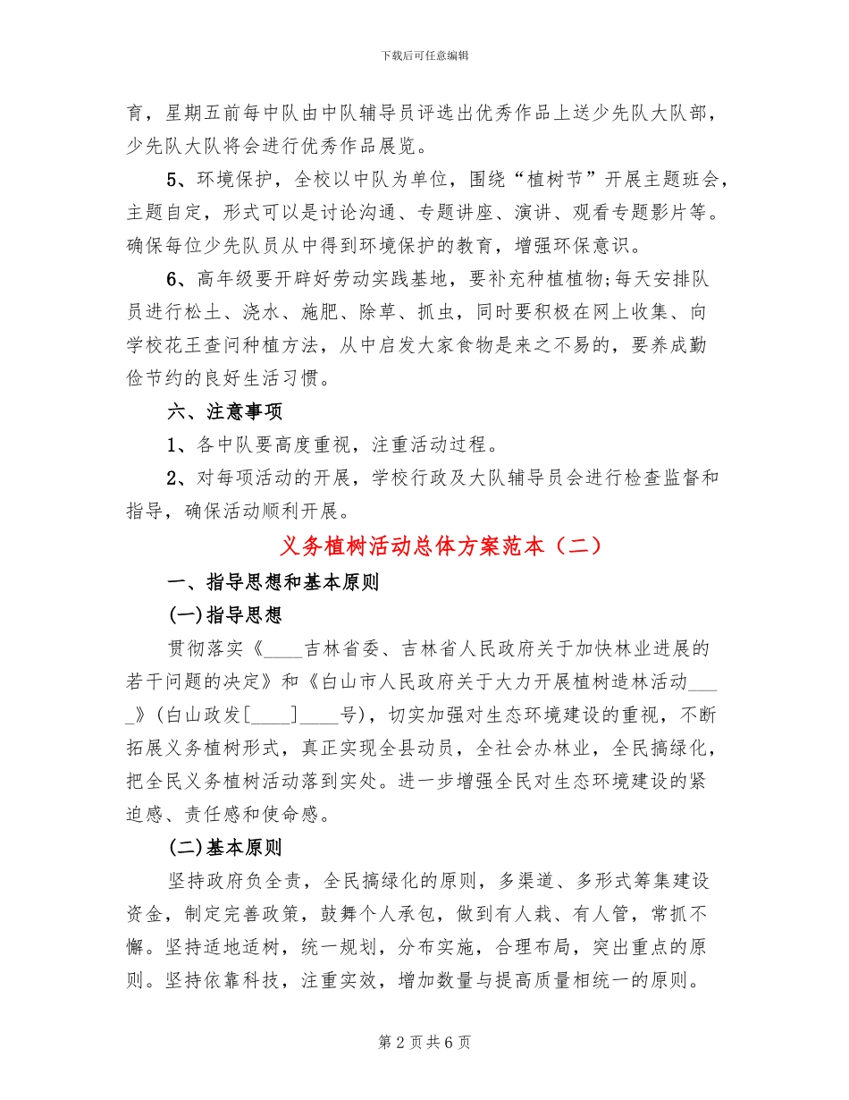 义务植树活动总体方案范本_第2页
