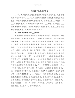 乡2024年组织工作总结