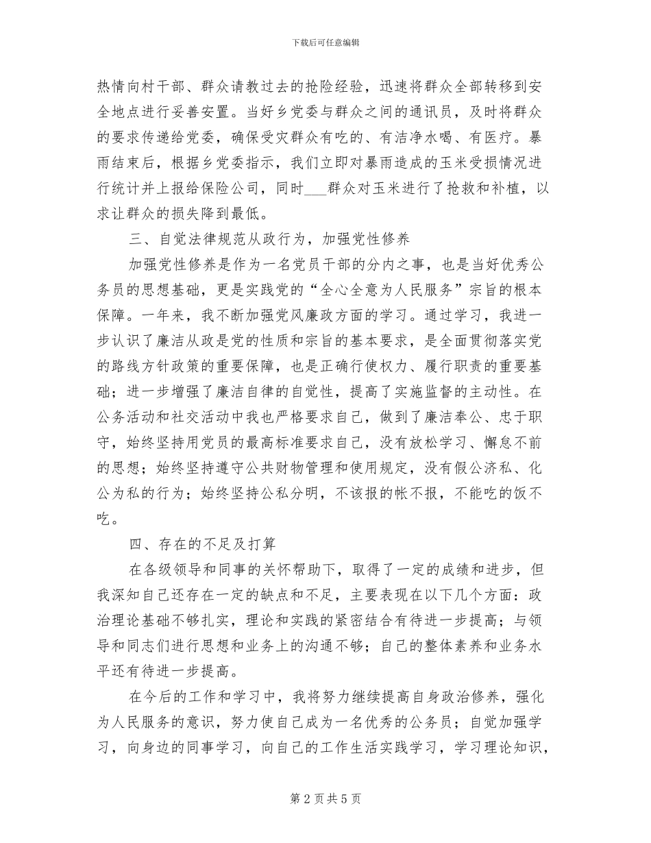 乡政府2024年个人工作总结_第2页