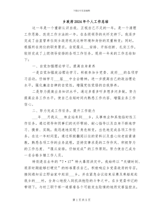 乡政府2024年个人工作总结
