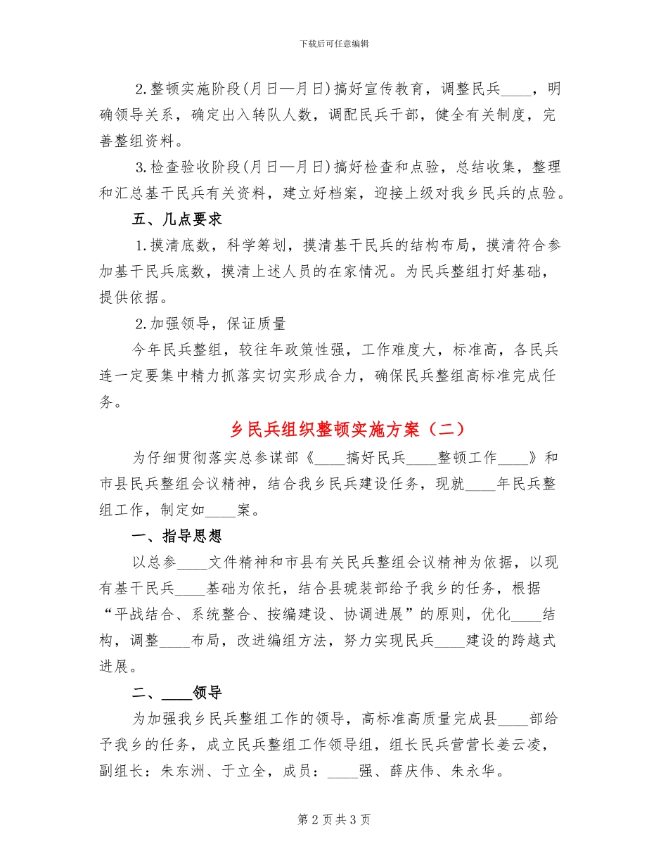 乡民兵组织整顿实施方案_第2页