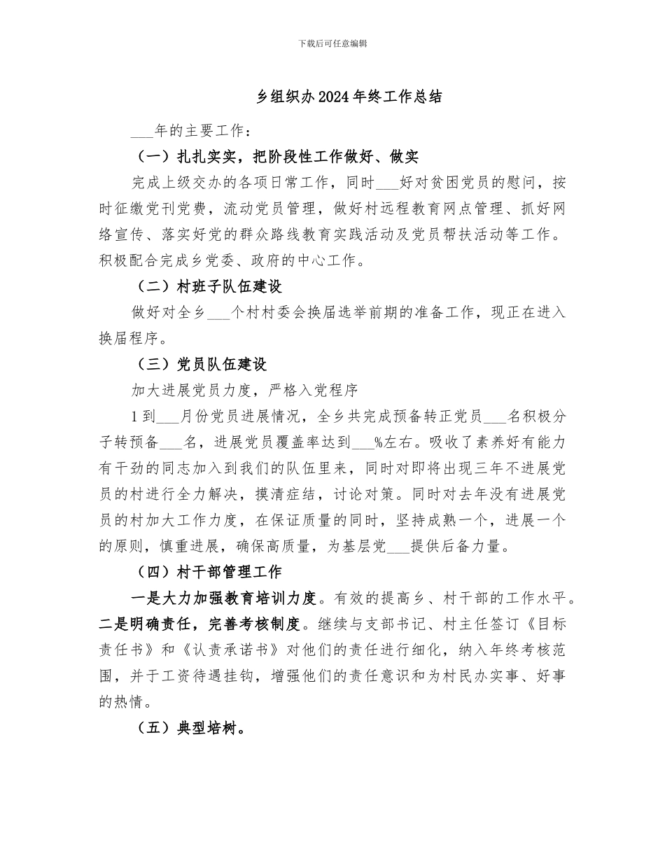 乡组织办2024年终工作总结_第1页