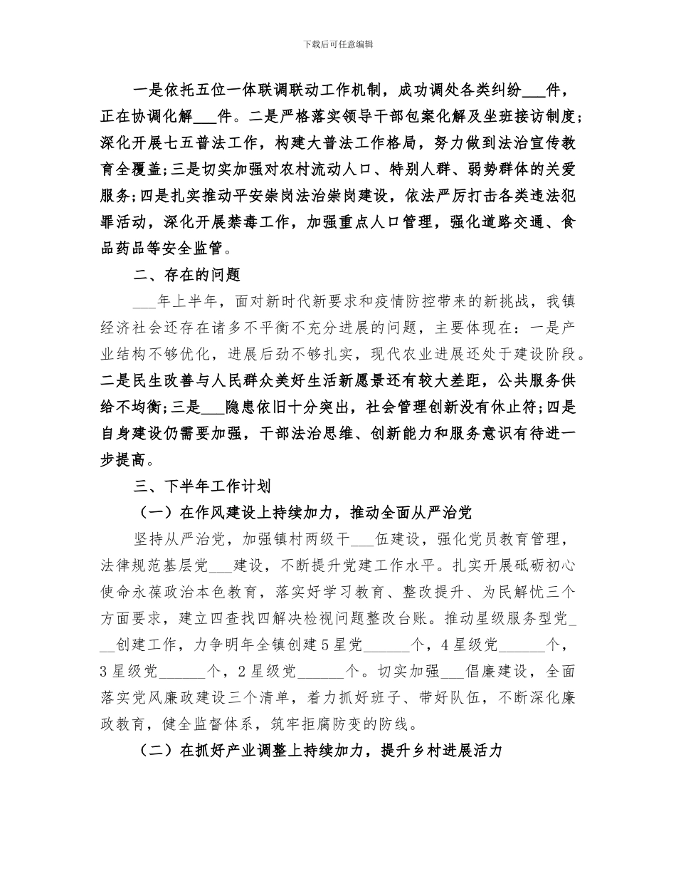 乡镇2024年上半年工作总结暨下半年工作安排_第3页