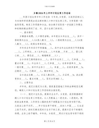 乡镇2024年上半年计划生育工作总结