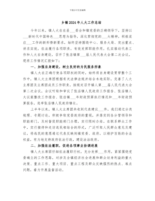 乡镇2024年人大工作总结