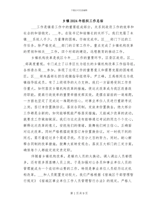 乡镇2024年组织工作总结