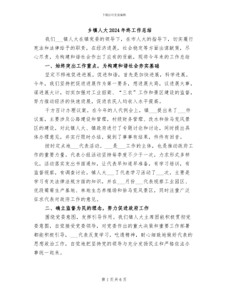 乡镇人大2024年终工作总结