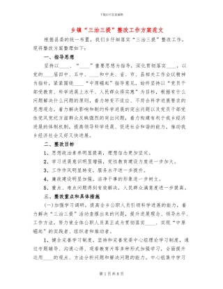 乡镇“三治三提”整改工作方案范文