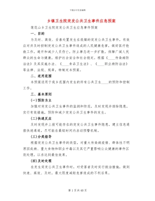 乡镇卫生院突发公共卫生事件应急预案(5篇)