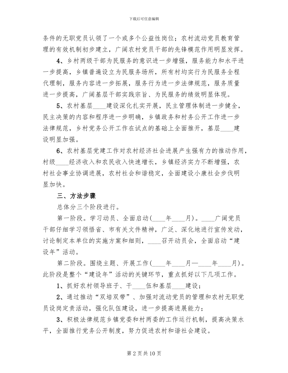 乡镇基层组织建设年活动实施方案范本_第2页