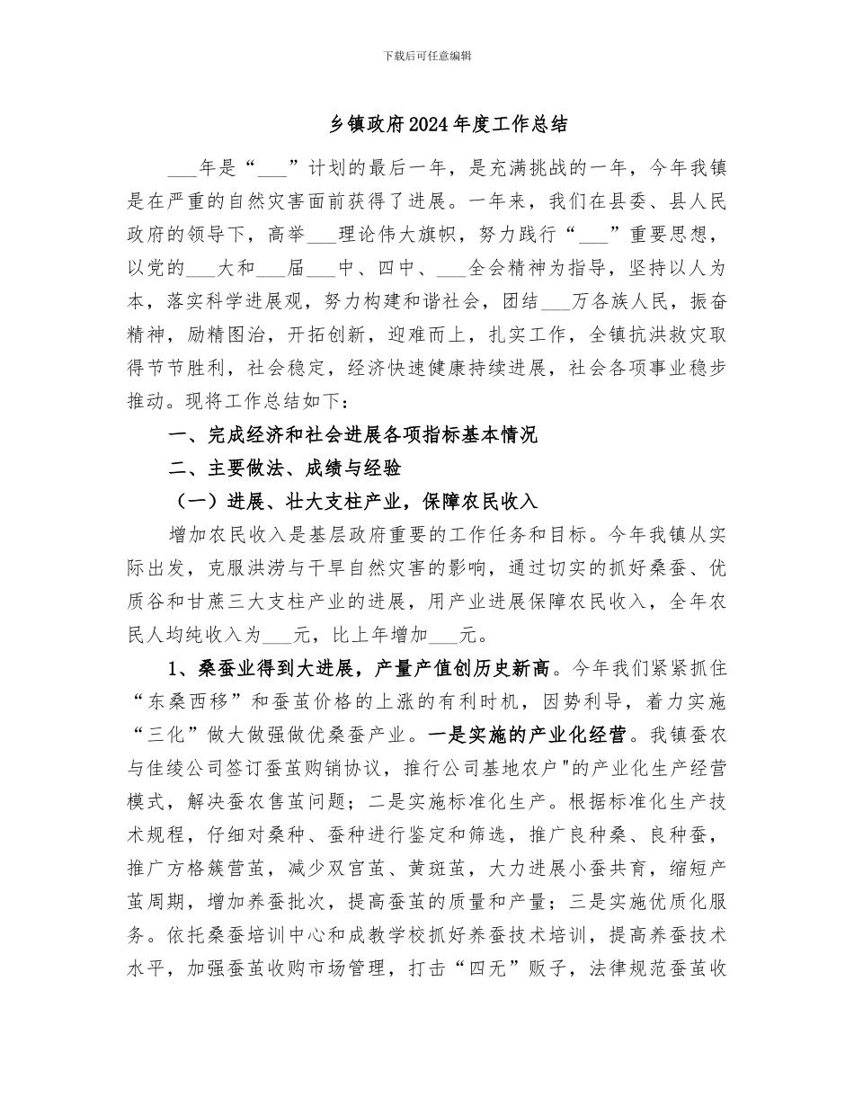 乡镇政府2024年度工作总结_第1页