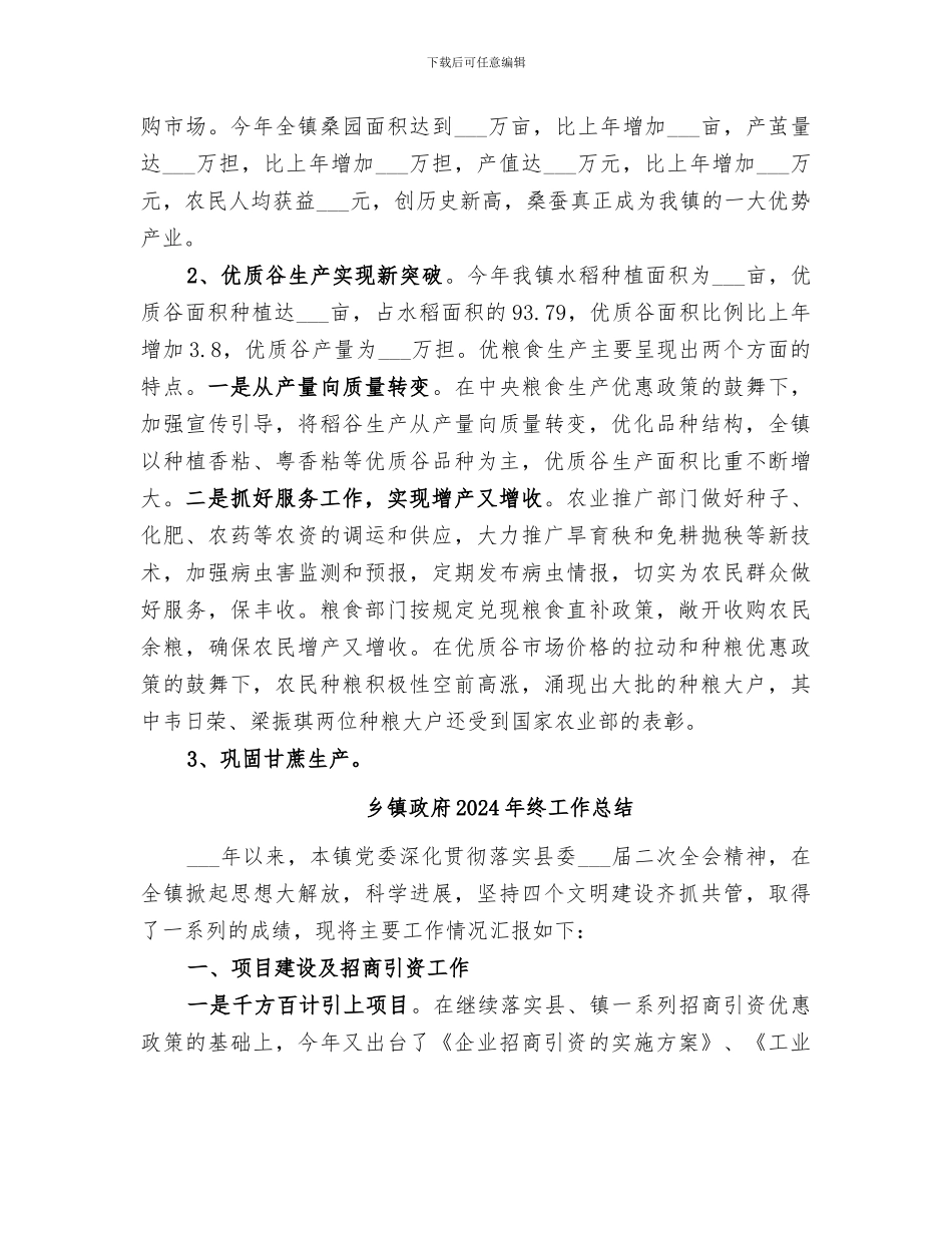 乡镇政府2024年度工作总结_第2页