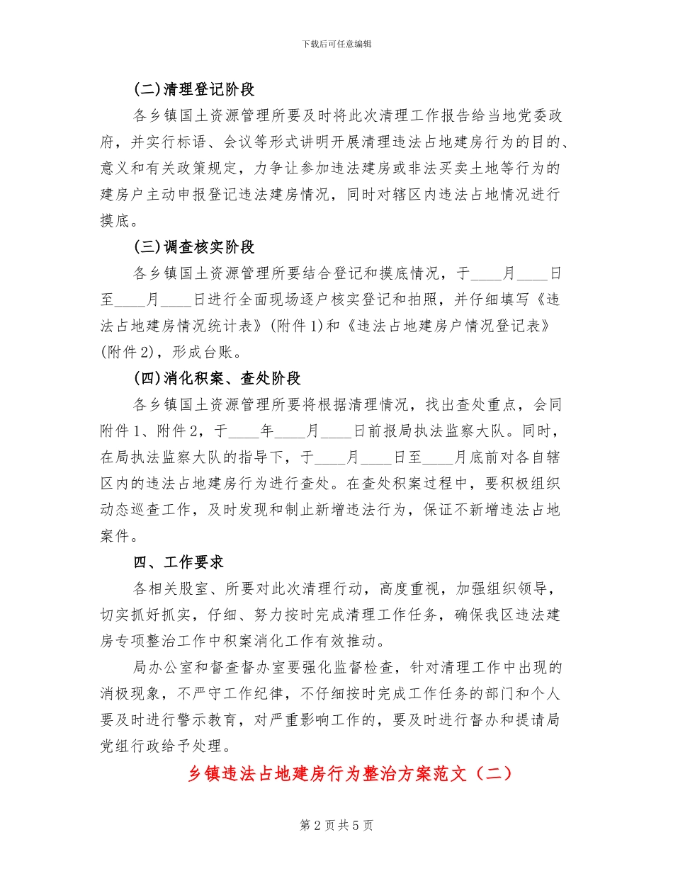 乡镇违法占地建房行为整治方案范文_第2页