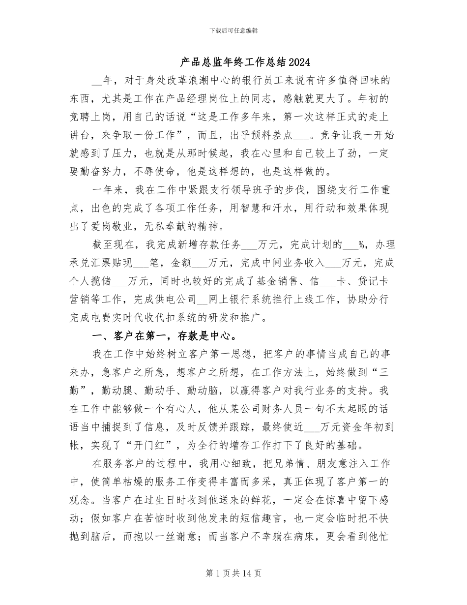 产品总监年终工作总结2024_第1页