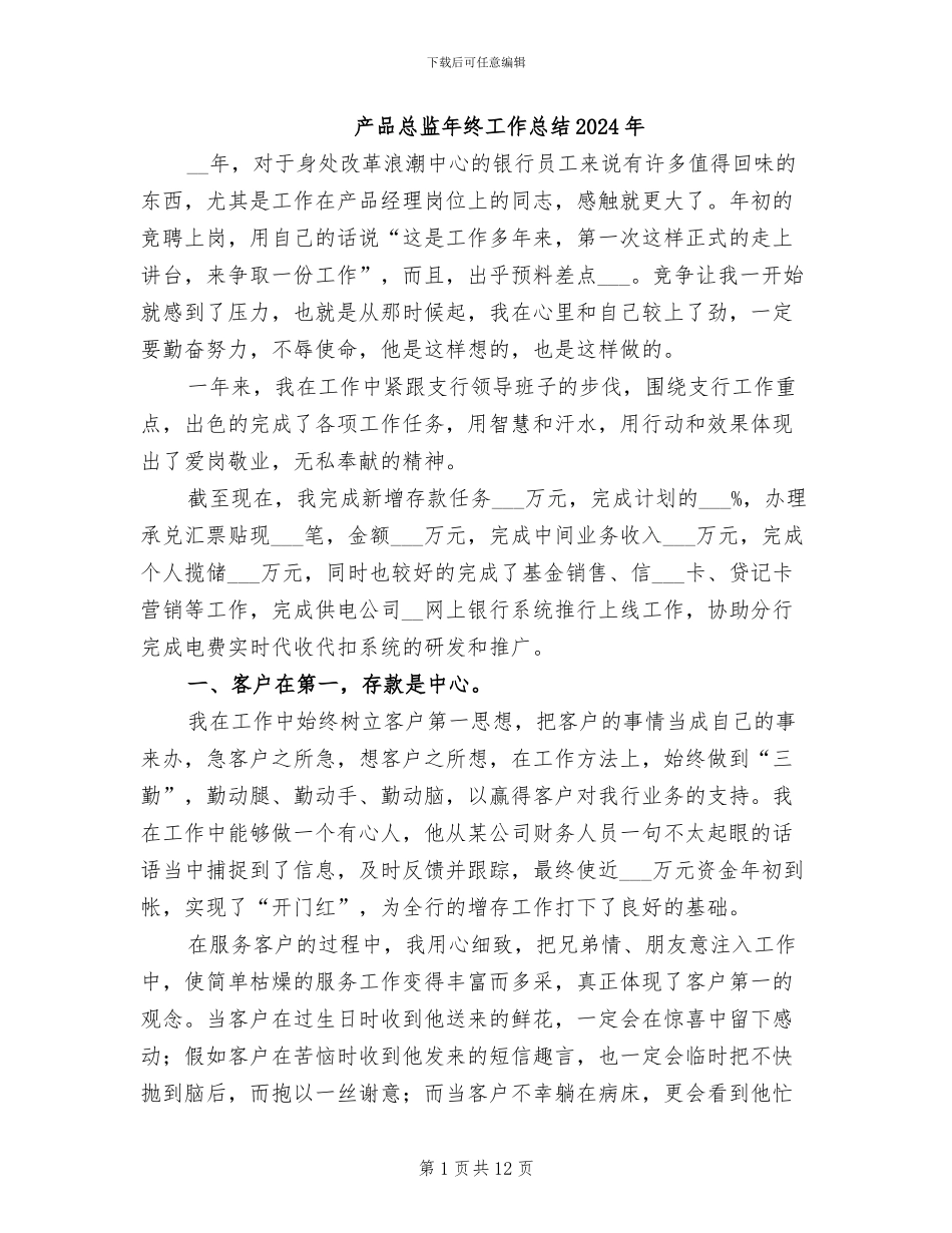 产品总监年终工作总结2024年_第1页