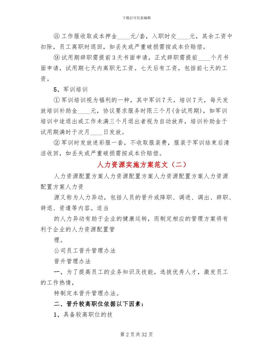 人力资源实施方案范文_第2页