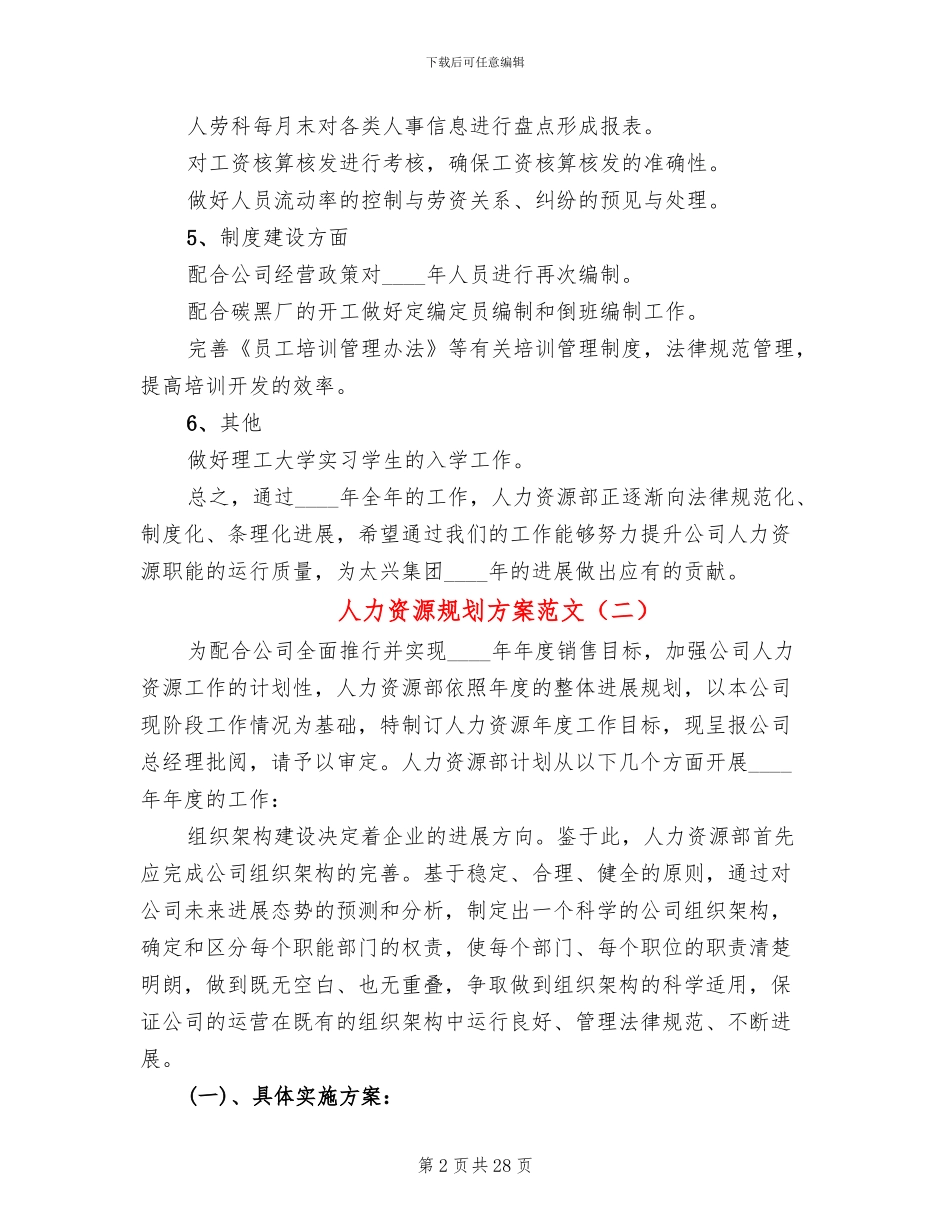 人力资源规划方案范文_第2页