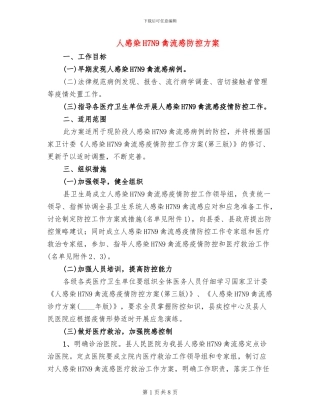 人感染H7N9禽流感防控方案