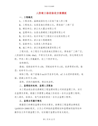 人防竣工验收验收方案模板