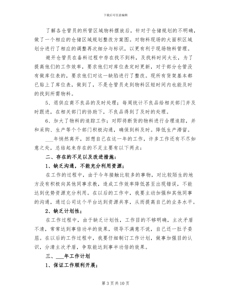 仓库保管员2024年度工作总结_第3页