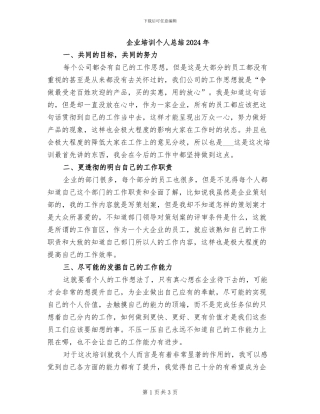 企业培训个人总结2024年