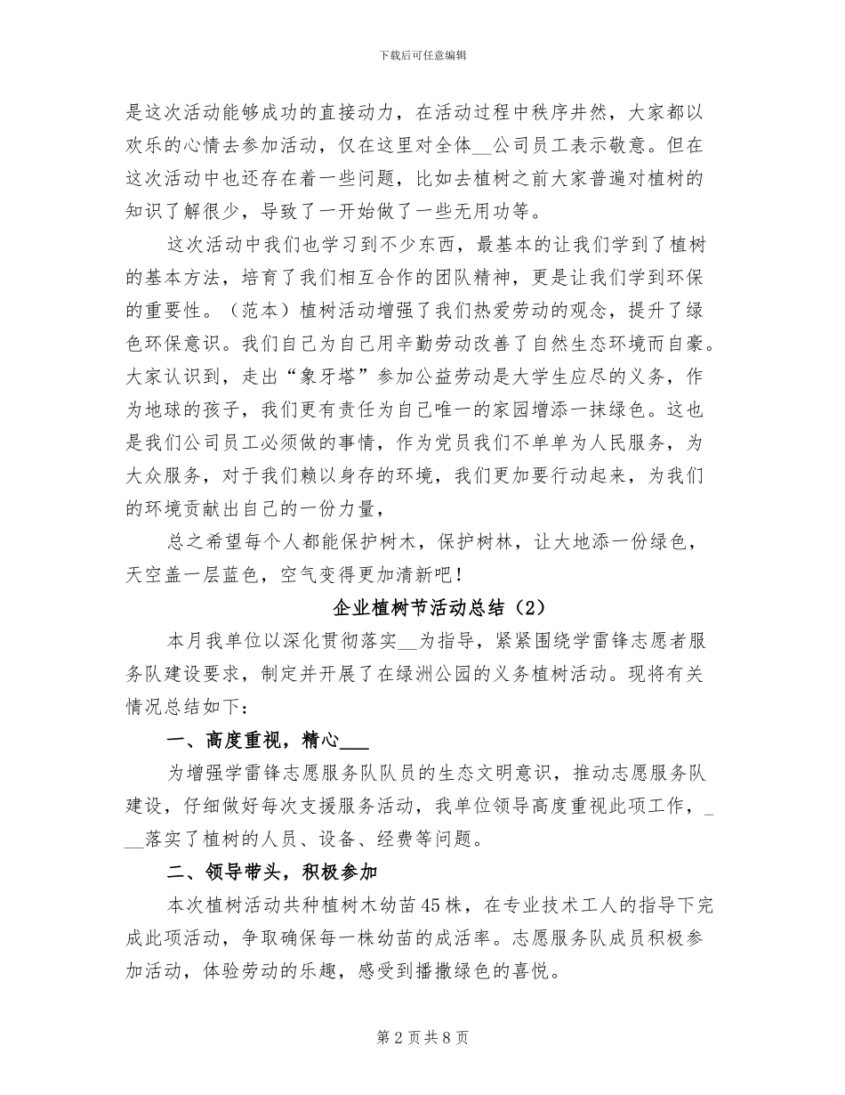 企业植树节活动总结2024年_第2页