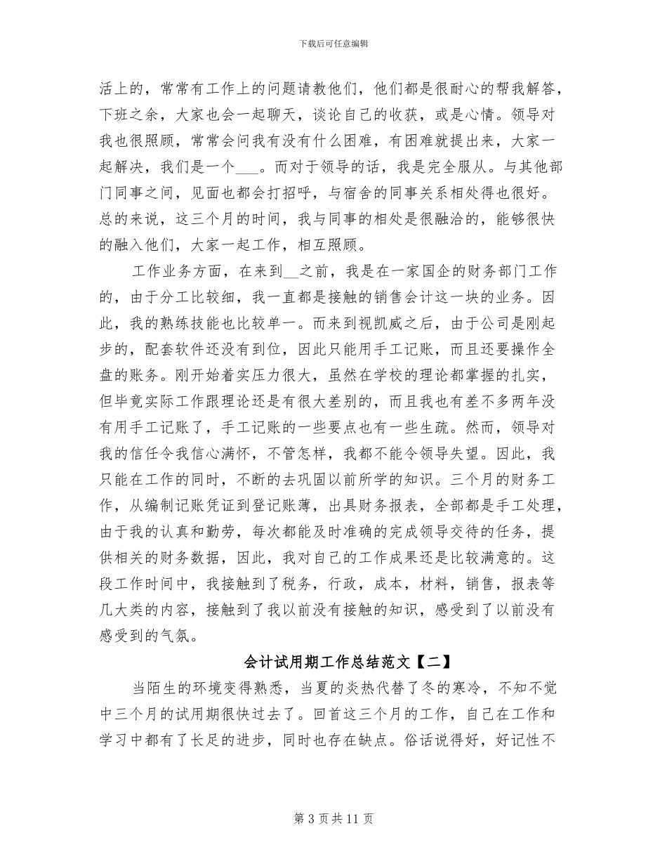 会计试用期工作总结2024年_第3页