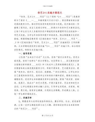 体艺2+1实施方案范文(3篇)
