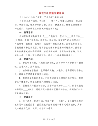 体艺2+1实施方案范本