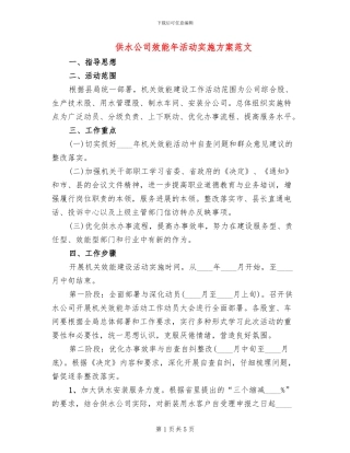 供水公司效能年活动实施方案范文
