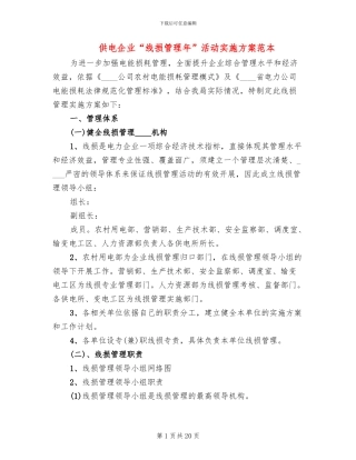 供电企业“线损管理年”活动实施方案范本(2篇)