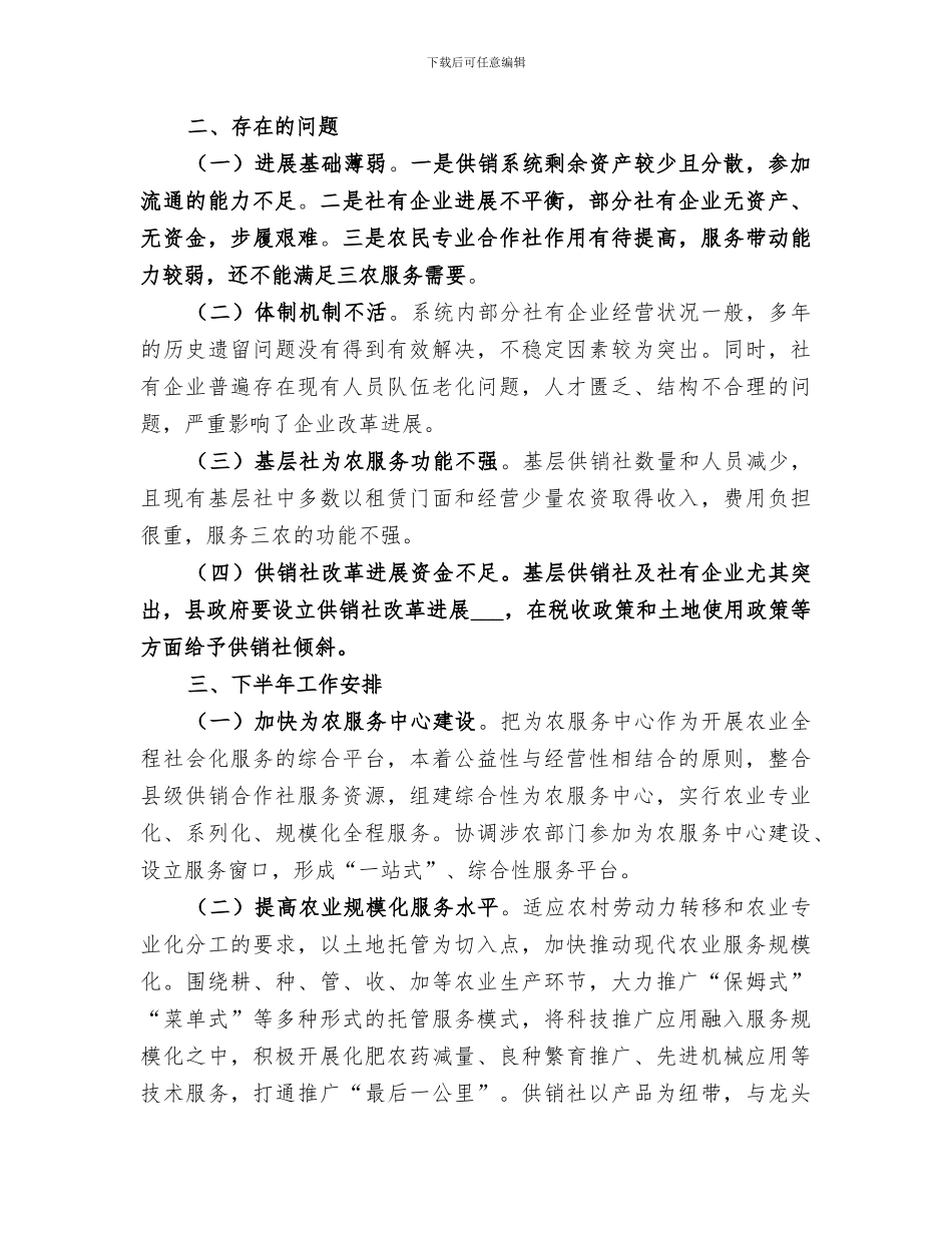 供销社2024年上半年工作总结范文_第3页