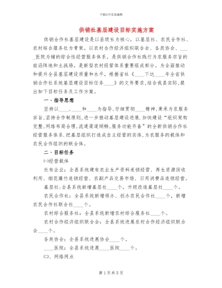 供销社基层建设目标实施方案