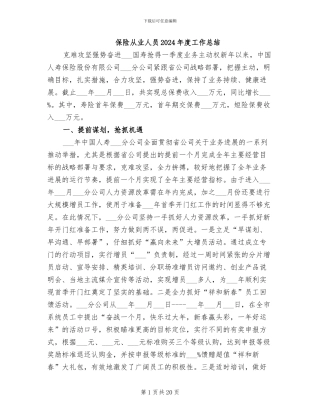 保险从业人员2024年度工作总结