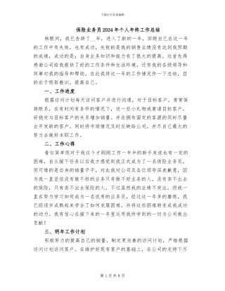 保险业务员2024年个人年终工作总结