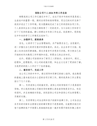 保险公司个人2024年终工作总结