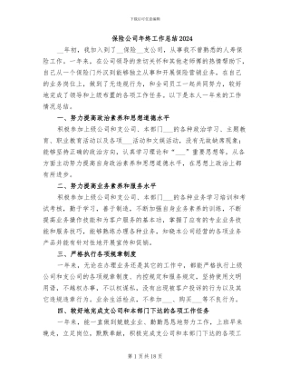 保险公司年终工作总结2024