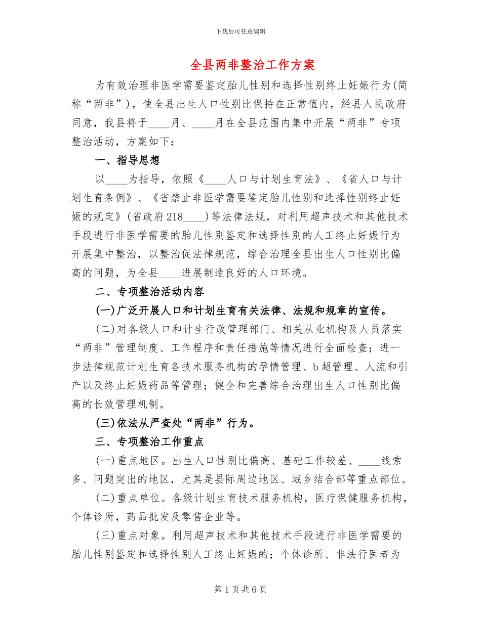 全县两非整治工作方案_第1页