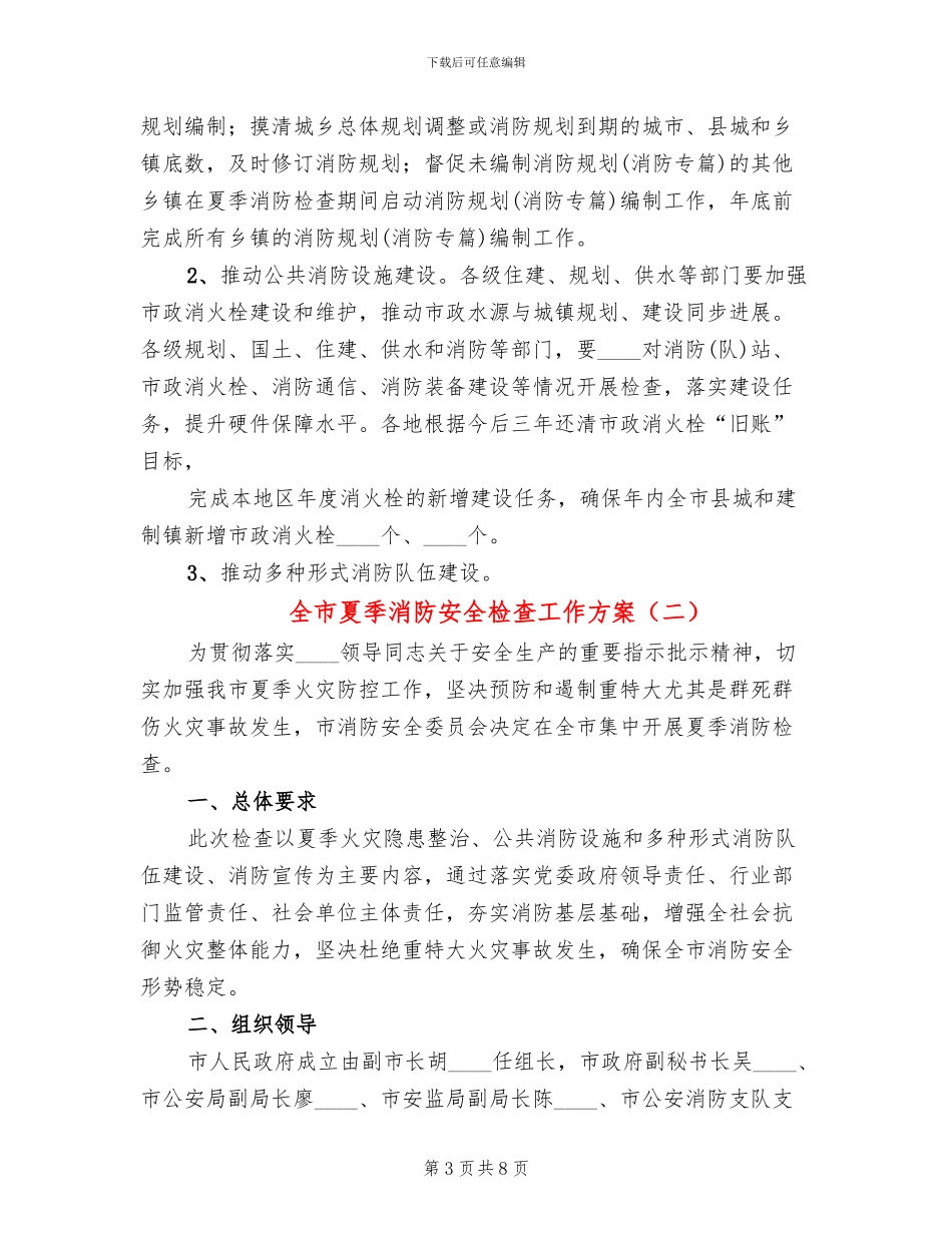 全市夏季消防安全检查工作方案(2篇)_第3页