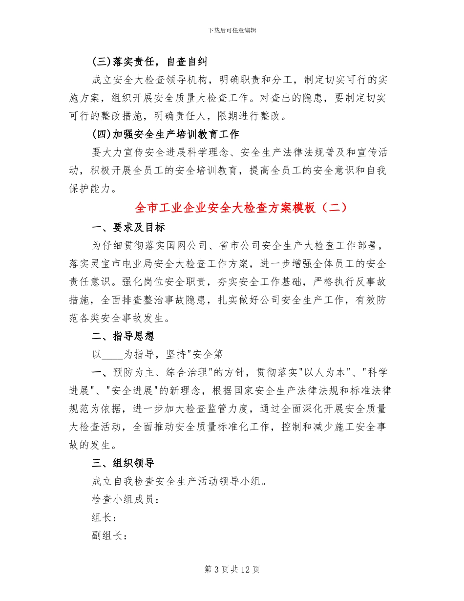 全市工业企业安全大检查方案模板_第3页