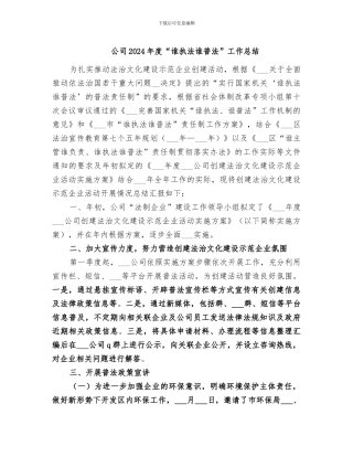 公司2024年度“谁执法谁普法”工作总结