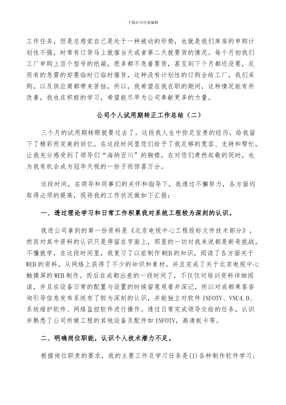 公司个人2024年试用期转正工作总结_第2页